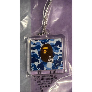 Bape- A Bathing Ape• KEYCHAIN Accessory •Purse/Bag Charm, Fob•Blue Camo Ape•NIP